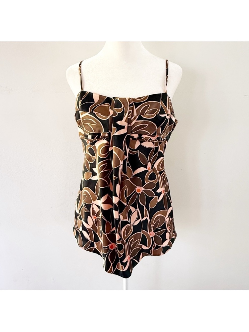 Vintage Women Y2K Babydoll‎ Satin Tank Top Medium Grunge Office Retro Mod Layers